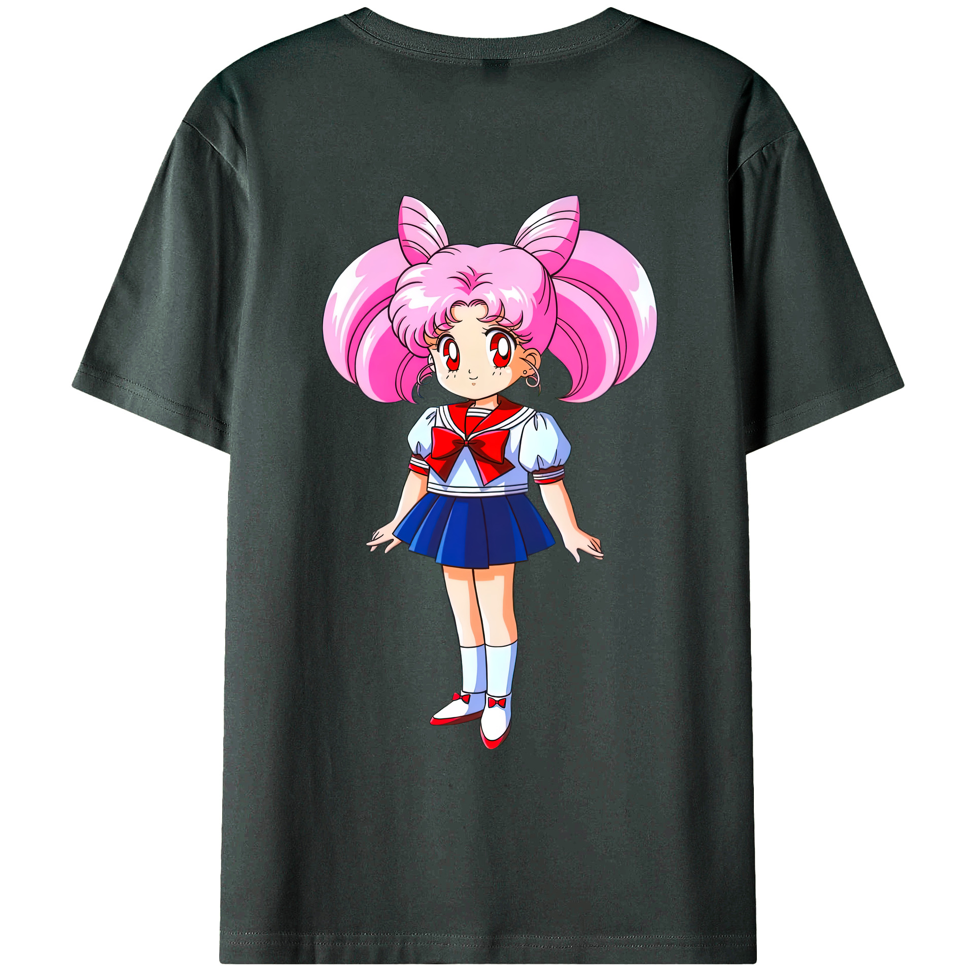 （画像用） 美少女戦士セーラームーン ちびうさ Sailor Moon Chibiusa Tsukino Usagi Small Lady Serenity 綿100％ メンズ半袖Tシャツ（バックプリント） 通気性